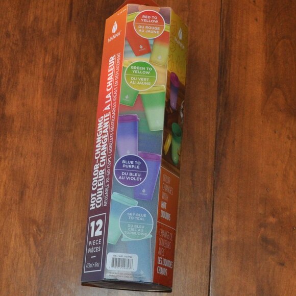 New Sealed Manna 12-Pack 16oz Hot Colour Changing To-Go Reusable Tumblers, Cups - Picture 1 of 6